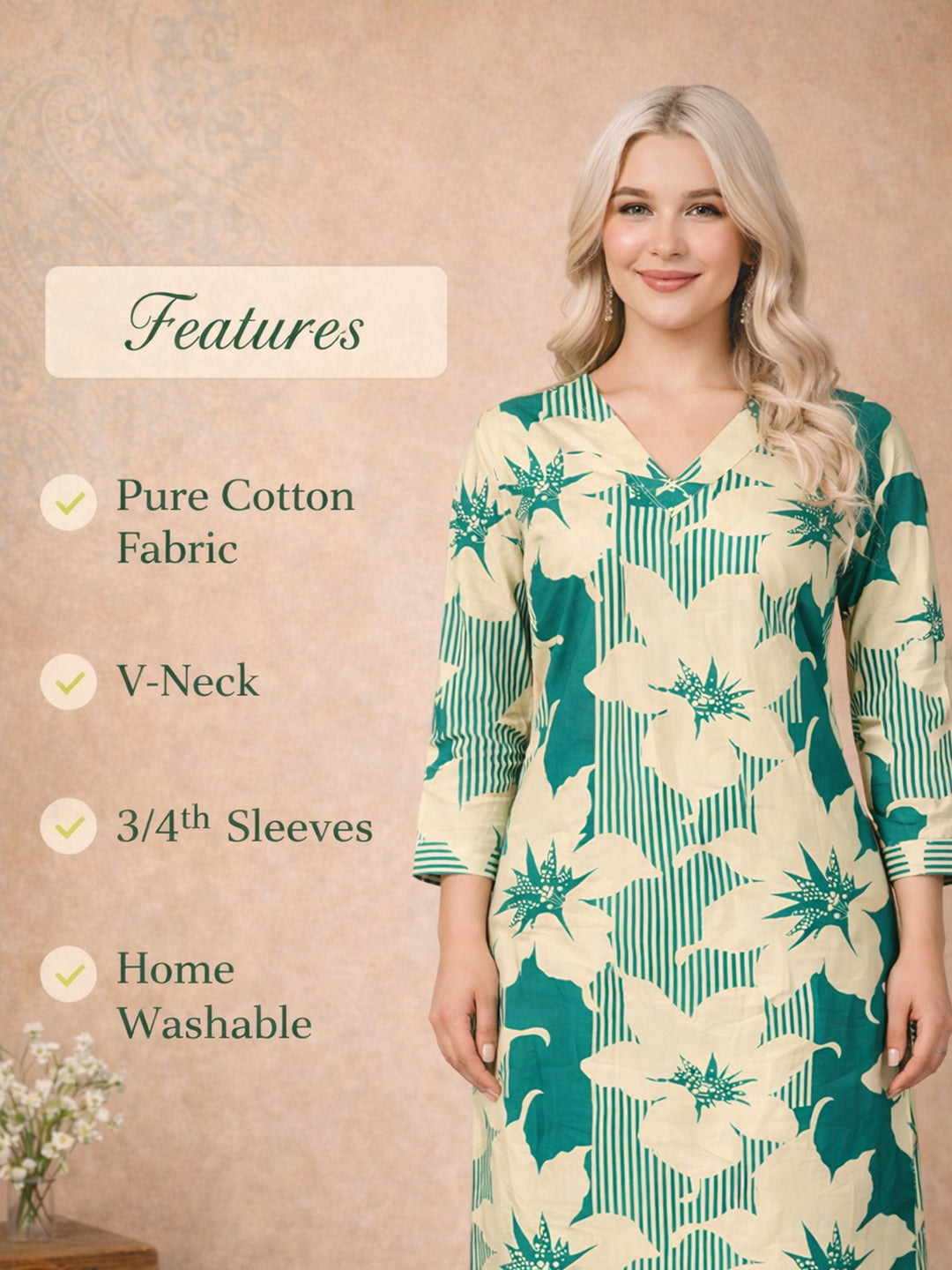 Green Leaf Printed Kurti
