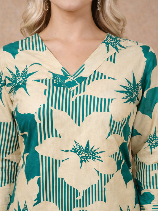 Green Leaf Printed Kurti