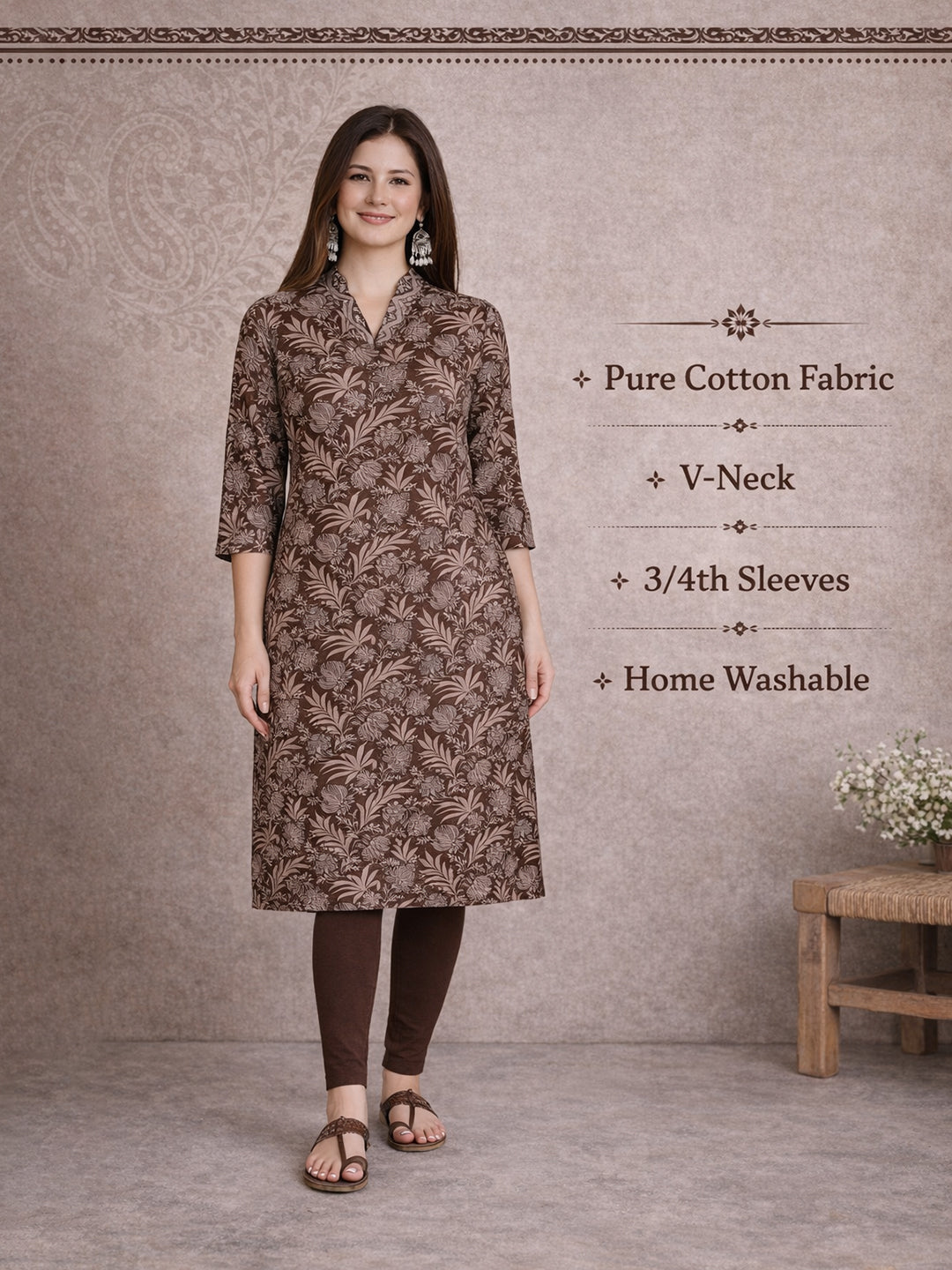 Brown Straight Kurti