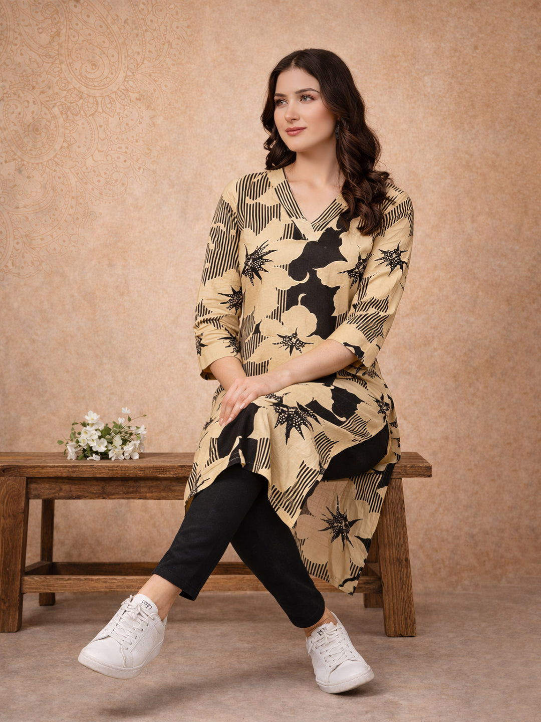 Black Floral Printed Kurti