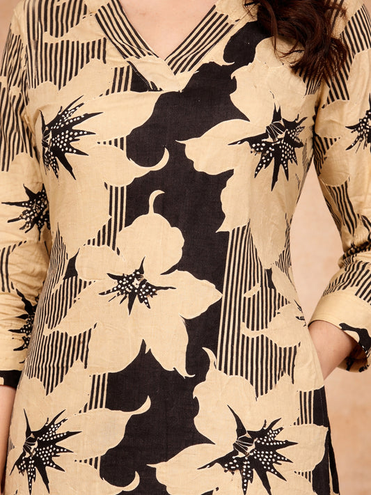 Black Floral Printed Kurti