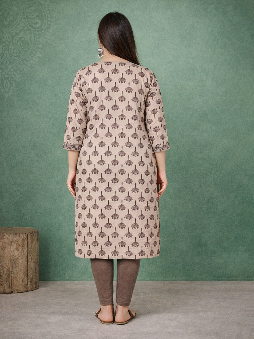 Beige Everyday Printed Kurti